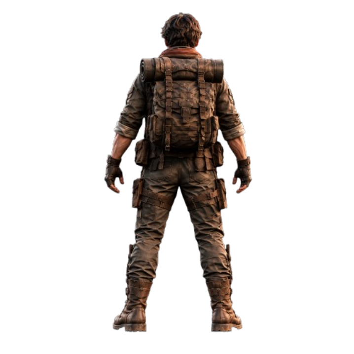 Back view of the 3D character model