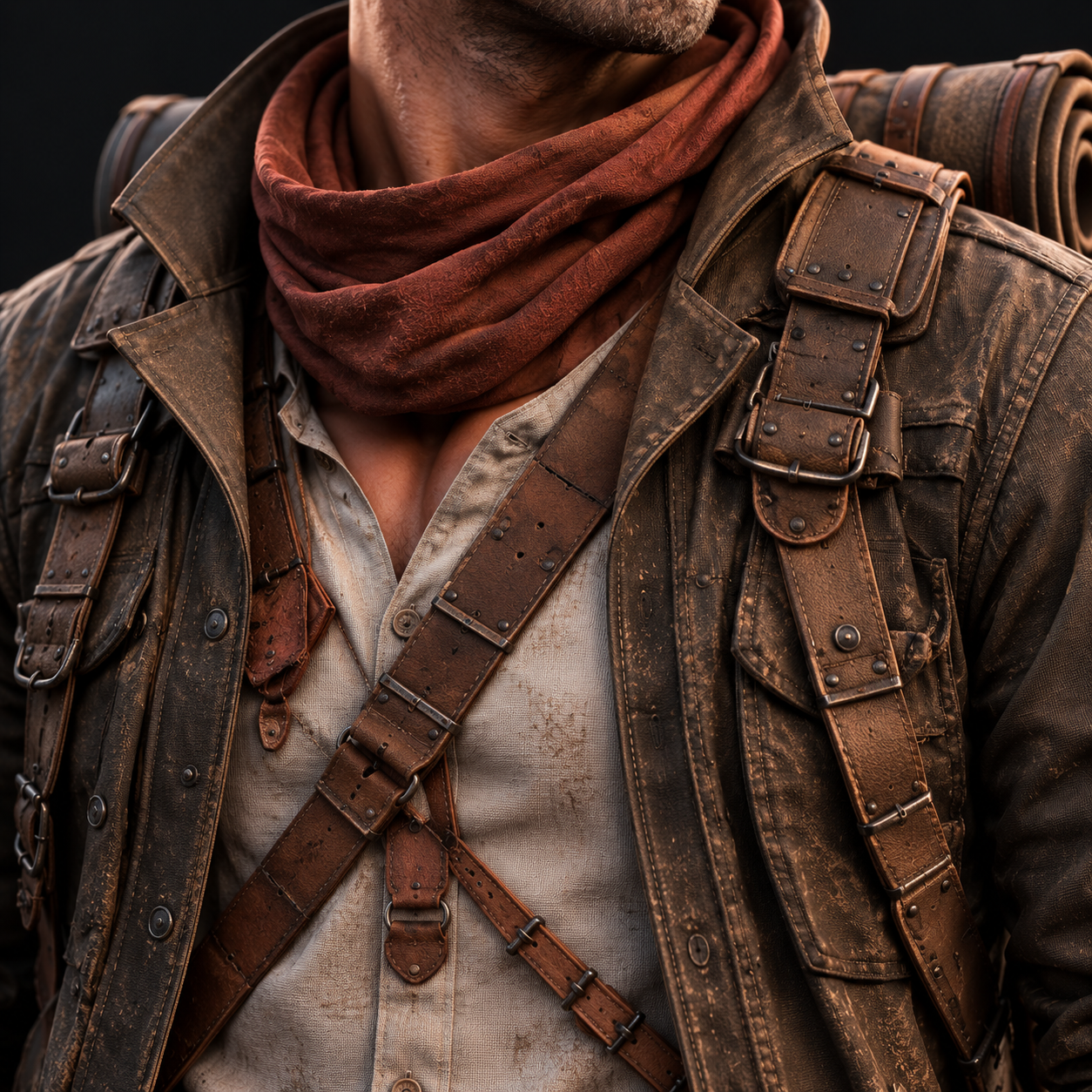 Clothing close-up of the 3D character model