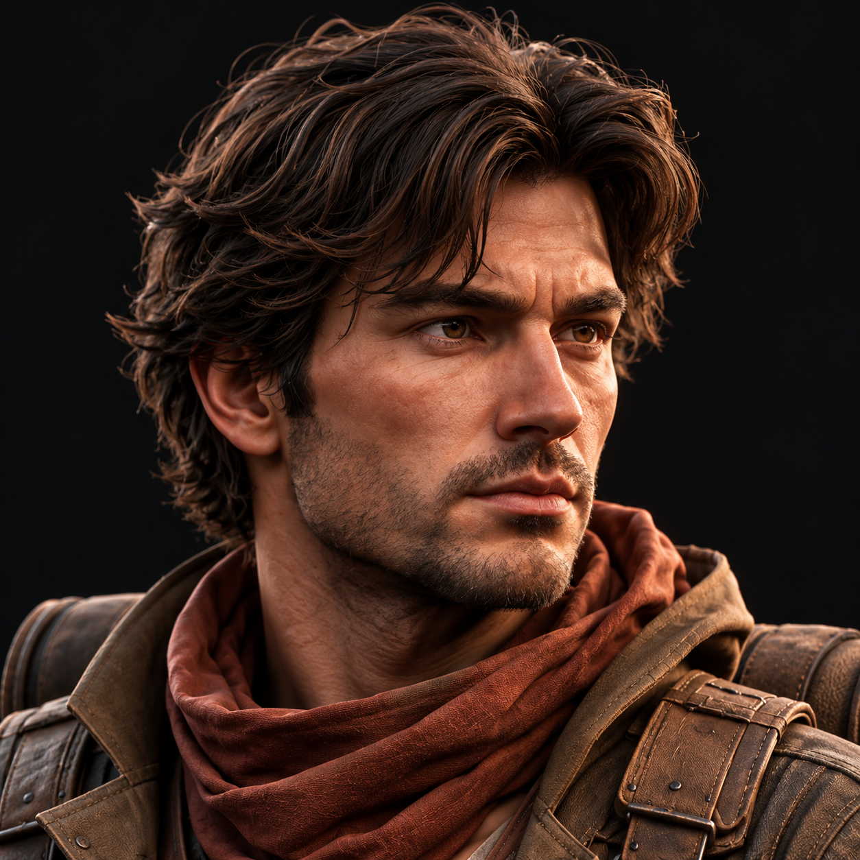 Face close-up of the 3D character model