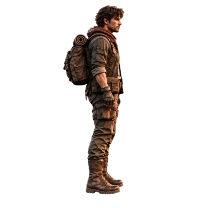 Side view of the 3D character model